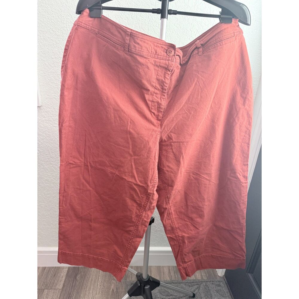 Talbots Plus Size Wide Leg Cropped Chino Capri Cotton Orange Rust Size 22W